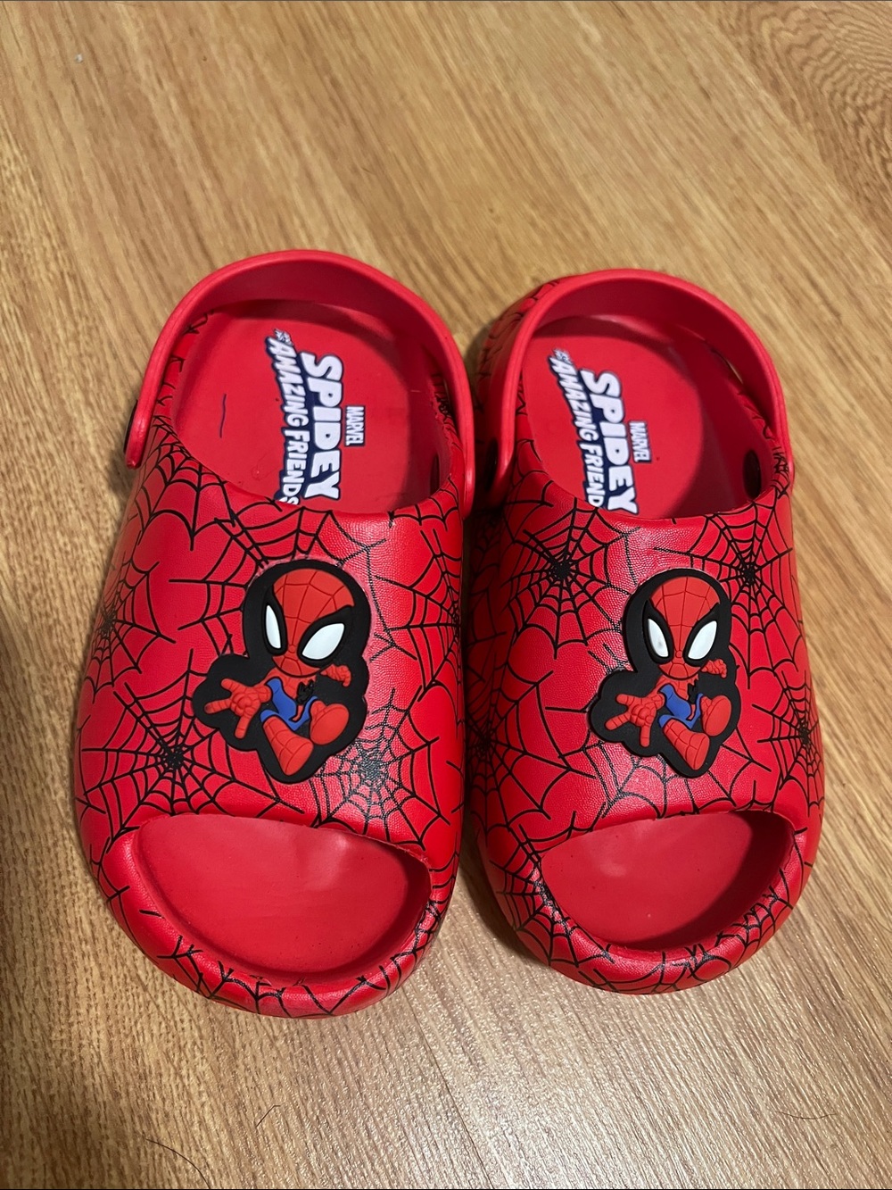 Marvel Kids Red Spider-Man Slip-On Sandals with Web Graphic